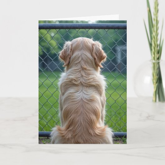 ペットの犬の喪失、フェンス越しに見る カード (正面)