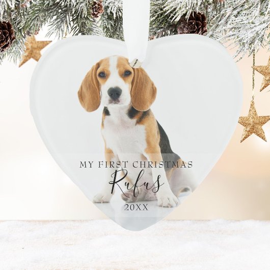 ペットの犬の最初のクリスマスの写真スクリプト オーナメント