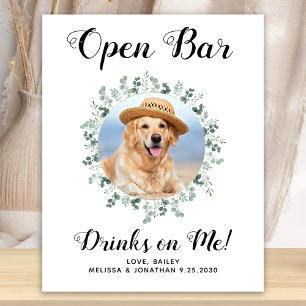 ペットの犬の結婚式 オープンバー カスタムフォトドリンク ポスター