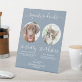 ペットの犬の結婚式 シグネチャードリンクの写真 ダスティーブルー 台座サイン (インサイチュ)