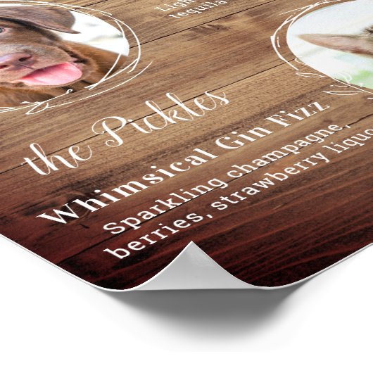 ペットの犬の結婚式 シグネチャードリンク カスタムフォトバー ポスター (角)