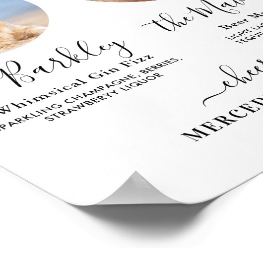 ペットの犬の結婚式 シグネチャードリンク カスタムフォトバー ポスター (角)