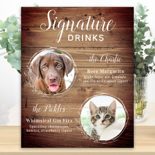 ペットの犬の結婚式 シグネチャードリンク カスタムフォトバー ポスター