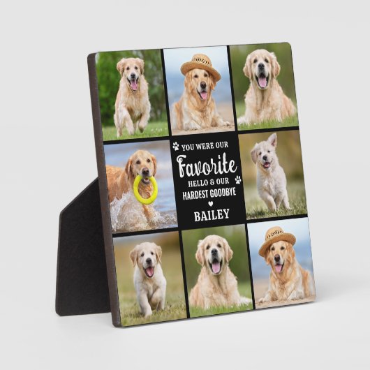 ペットの犬の追悼記念8枚の写真コラージュプレート 愛するペットを偲ぶ フォトプラーク (正面)