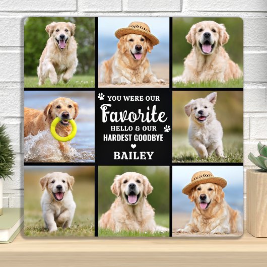 ペットの犬の追悼記念8枚の写真コラージュプレート 愛するペットを偲ぶ フォトプラーク