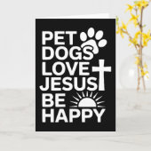 ペットの犬はイエスが好きで幸せ  カード (黄色い花)