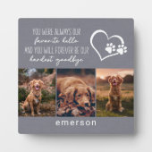ペットの犬メモリアル グレー リネン フォト コラージュ フォトプラーク (正面)