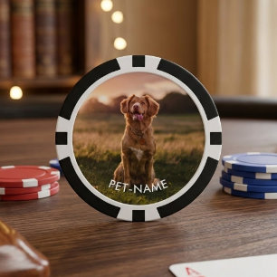 ペットの犬2匹の名前の写真入りカスタムデザイン ポーカーチップ