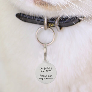 ペットの犬 猫 面白い ユーモア オーダーメイド ID 紛失 ペット ネームタグ