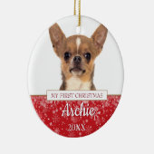 ペットの犬 猫 2 枚の写真 初めてのクリスマス セラミックオーナメント (右)