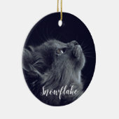 ペットの猫のクリスマスに写真を追加 セラミックオーナメント (右)