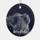 ペットの猫のクリスマスに写真を追加 セラミックオーナメント (左)