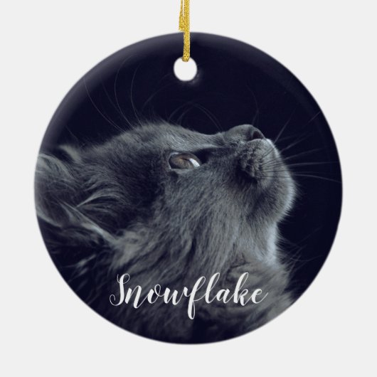 ペットの猫のクリスマスに写真を追加 セラミックオーナメント (裏面)