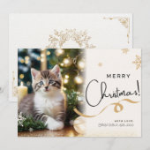 ペットの猫のクリスマスホリデーカード シーズンカード (正面/裏面)