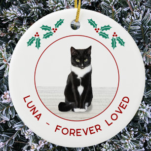 ペットの猫のメモリアル クリスマス フォト セラミックオーナメント