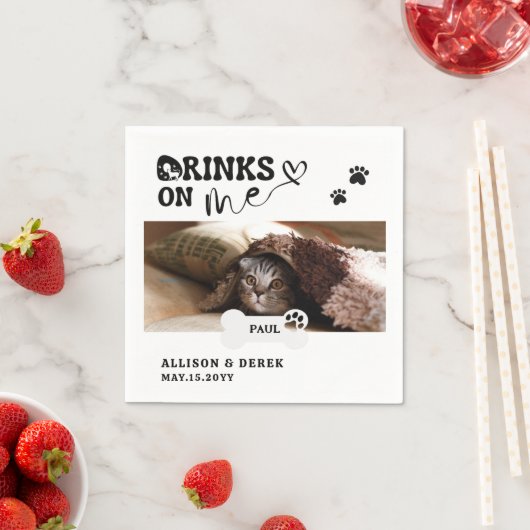 ペットの猫の名前とカスタム写真のドリンクは私に スタンダードカクテルナプキン (インサイチュ)