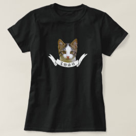 ペットの猫の名前と顔の写真をカスタマイズ Tシャツ