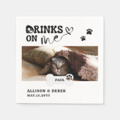 ペットの猫の名前 カスタム写真 ドリンクは私に スタンダードカクテルナプキン (正面)