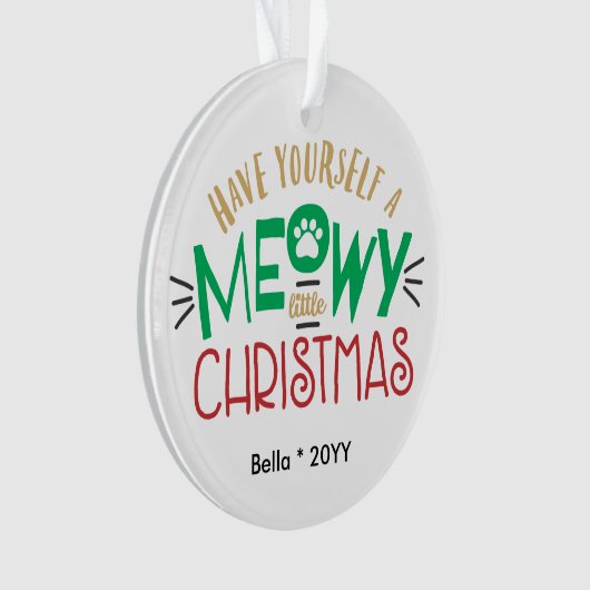 ペットの猫は、クリスマスが小さくてかわいい赤緑 オーナメント (正面)