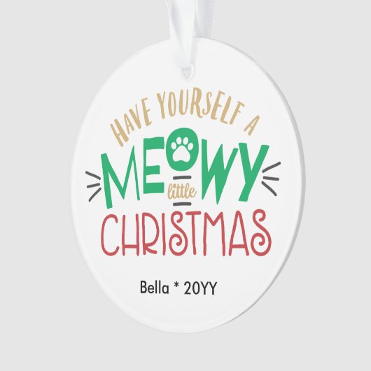 ペットの猫は、クリスマスが小さくてかわいい赤緑 オーナメント (正面)