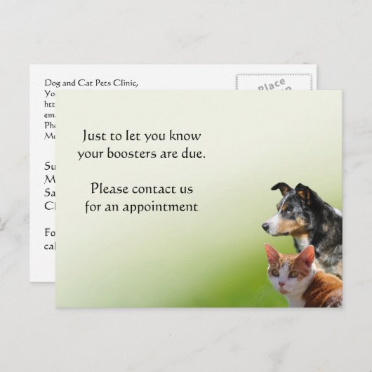 ペットの獣医予防接種のお知らせ ポストカード (正面/裏面)