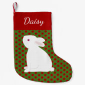 ペットの白うさぎパーソナライズされたクリスマス スモールクリスマスストッキング (正面)