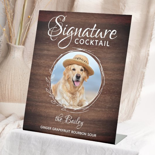 ペットの結婚シグネチャードリンクドッグバーカクテル 台座サイン