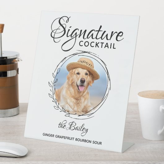 ペットの結婚シグネチャードリンクドッグバーカクテル 台座サイン (インサイチュ)