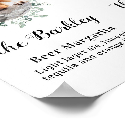 ペットの結婚式 犬のシグネチャードリンク カスタム2枚の写真 ポスター (角)