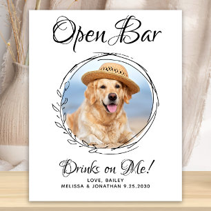 ペットの結婚式 犬 オープンバー カスタムフォト ドリンク ポスター