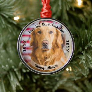ペットの記念写真を忘れることはない メタルオーナメント
