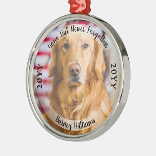 ペットの記念写真を忘れることはない メタルオーナメント (左)