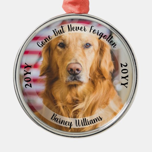 ペットの記念写真を忘れることはない メタルオーナメント (正面)