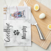 ペットの記念写真コラージュ キッチンタオル (四つ折り)