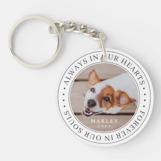 ペットの記念撮影は常に私たちのハートモダン写真 キーホルダー (正面)