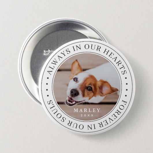 ペットの記念撮影は常に私たちのハートモダン写真 缶バッジ (正面&裏面)