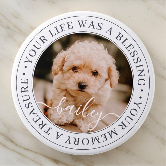 ペットの記念物、思い出のシックエレガントな写真が大好き 缶バッジ
