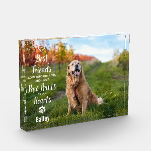 ペットの記念犬「ハートの足跡」 フォトブロック (左)