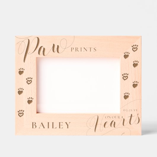 ペットの記念碑の上の手のプリントのハートパーソナライズされた レーザー彫刻フレーム (正面)