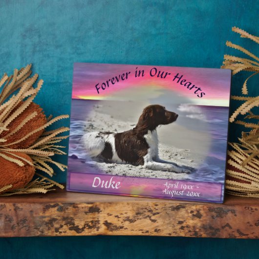 ペットの記念碑の私たちのハートの夕日0911 フォトプラーク (側面)