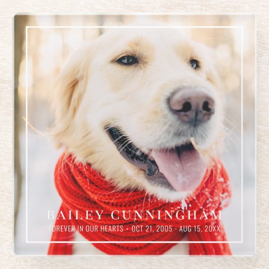 ペットの記念碑をハートに掲載 ガラスコースター (正面)