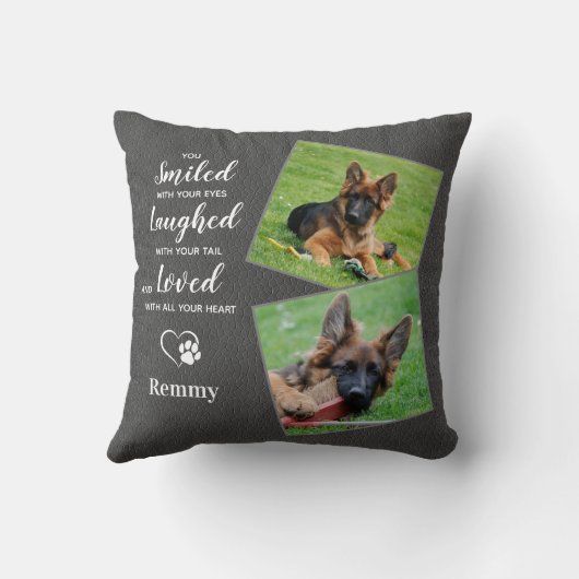 ペットの記念碑 – ペットの喪失引用文悔やみや弔慰 – 犬の写真 クッション (裏面)