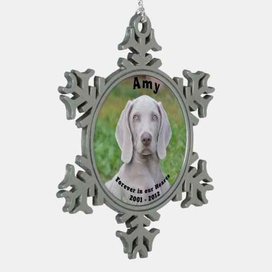 ペットの記念碑 – 永遠に私たちのハート スノーフレークピューターオーナメント (左)