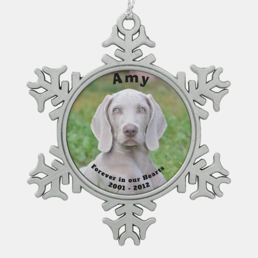 ペットの記念碑 – 永遠に私たちのハート スノーフレークピューターオーナメント (正面)