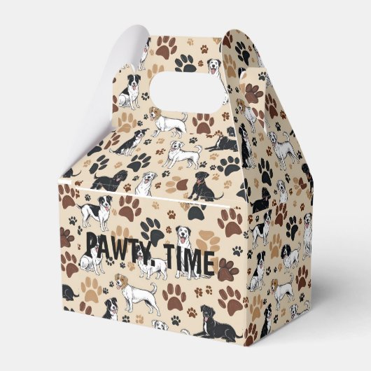 ペットの誕生日パーティーのお気に入りスナックボックスのパティタイム フェイバーボックス (正面サイド)