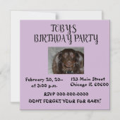 ペットの誕生日パーティーの写真祝い招待状 マグネット招待状 (正面)