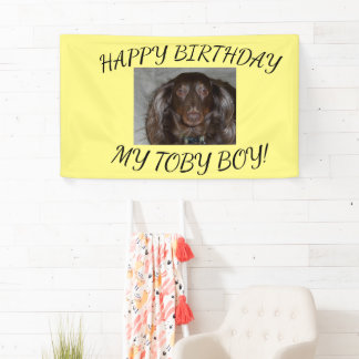 ペットの誕生日 イエロー カーブフォトデザイン 横断幕