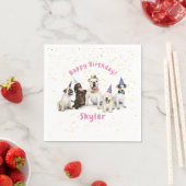 ペットの誕生日 犬のお祝い | ピンク スタンダードカクテルナプキン (インサイチュ)