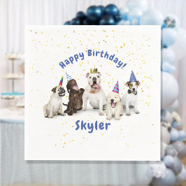 ペットの誕生日 犬のお祝い | ブルー スタンダードカクテルナプキン