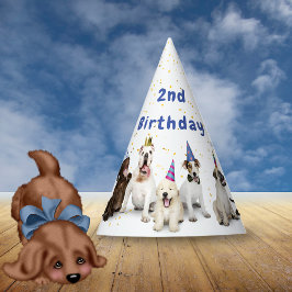 ペットの誕生日 青い犬のパーティー パーティーハット
